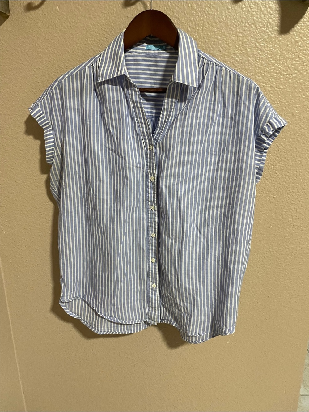 J. McLaughlin Blue and White Vertical Stripe Button-Down Shirt